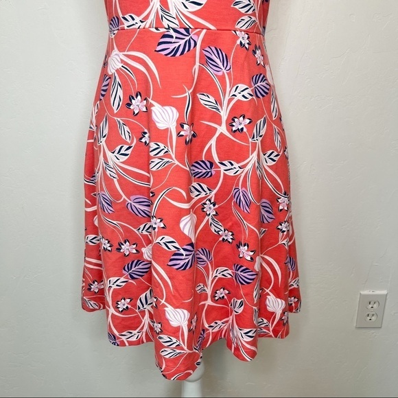 Draper James Coral Floral Ponte Skater Dress Stretchy Jersey Knit Size S - Picture 4 of 10